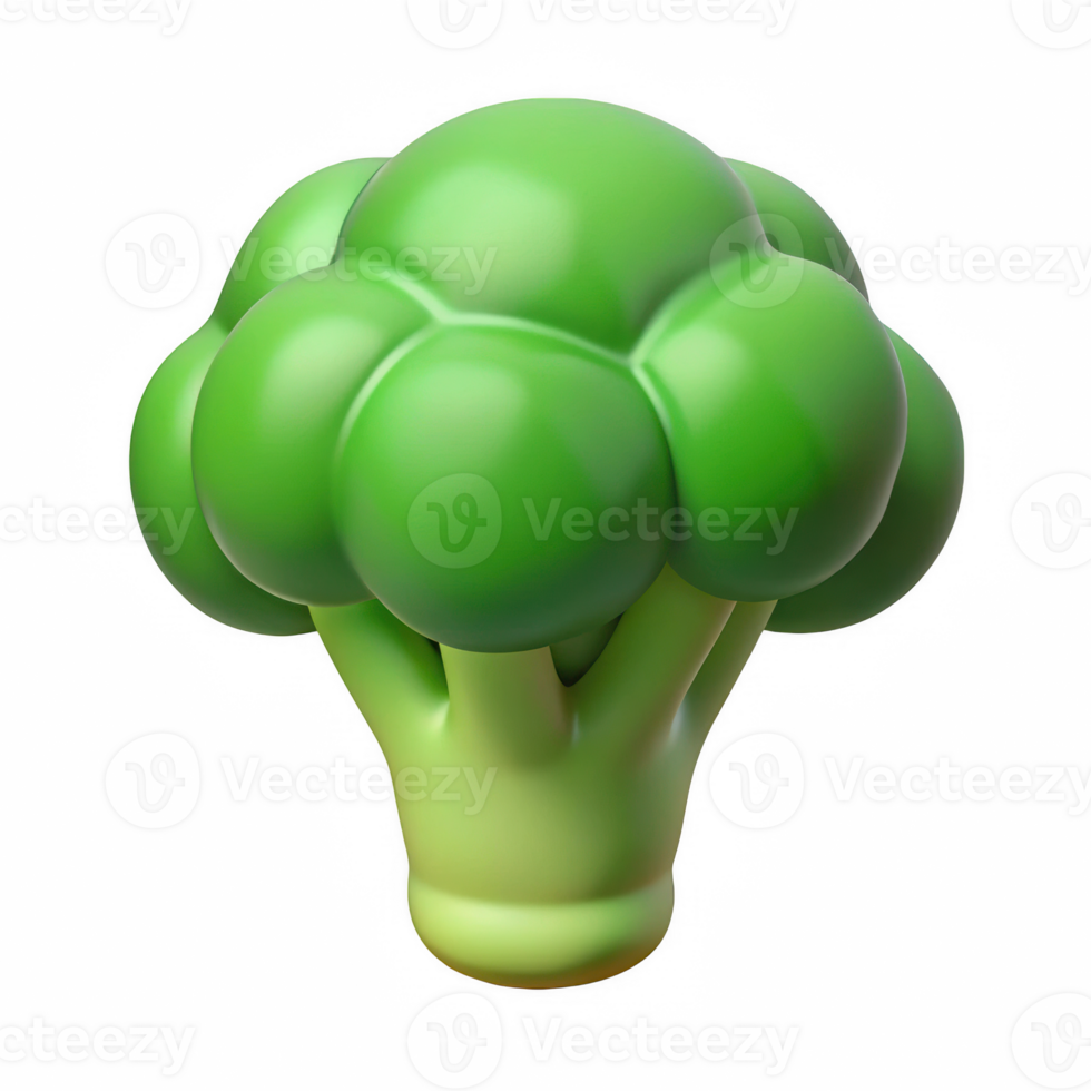 3d render of broccoli floret isolated on transparent background png