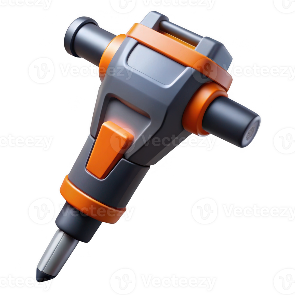 3d model of a demolition hammer isolated on transparent background png