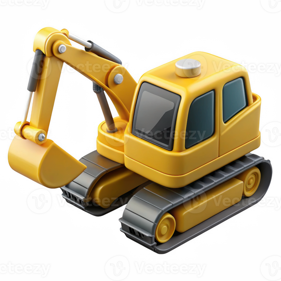 Cartoon excavator illustration isolated on transparent background png