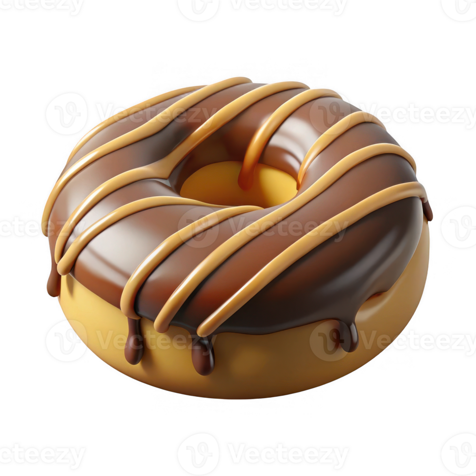 Chocolate caramel donut image isolated on transparent background png