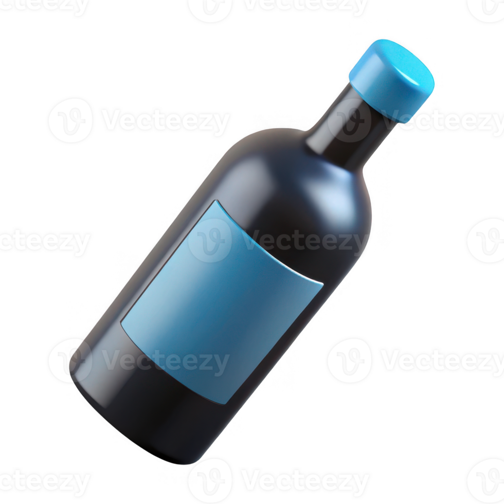 Dark bottle with blue label isolated on transparent background png