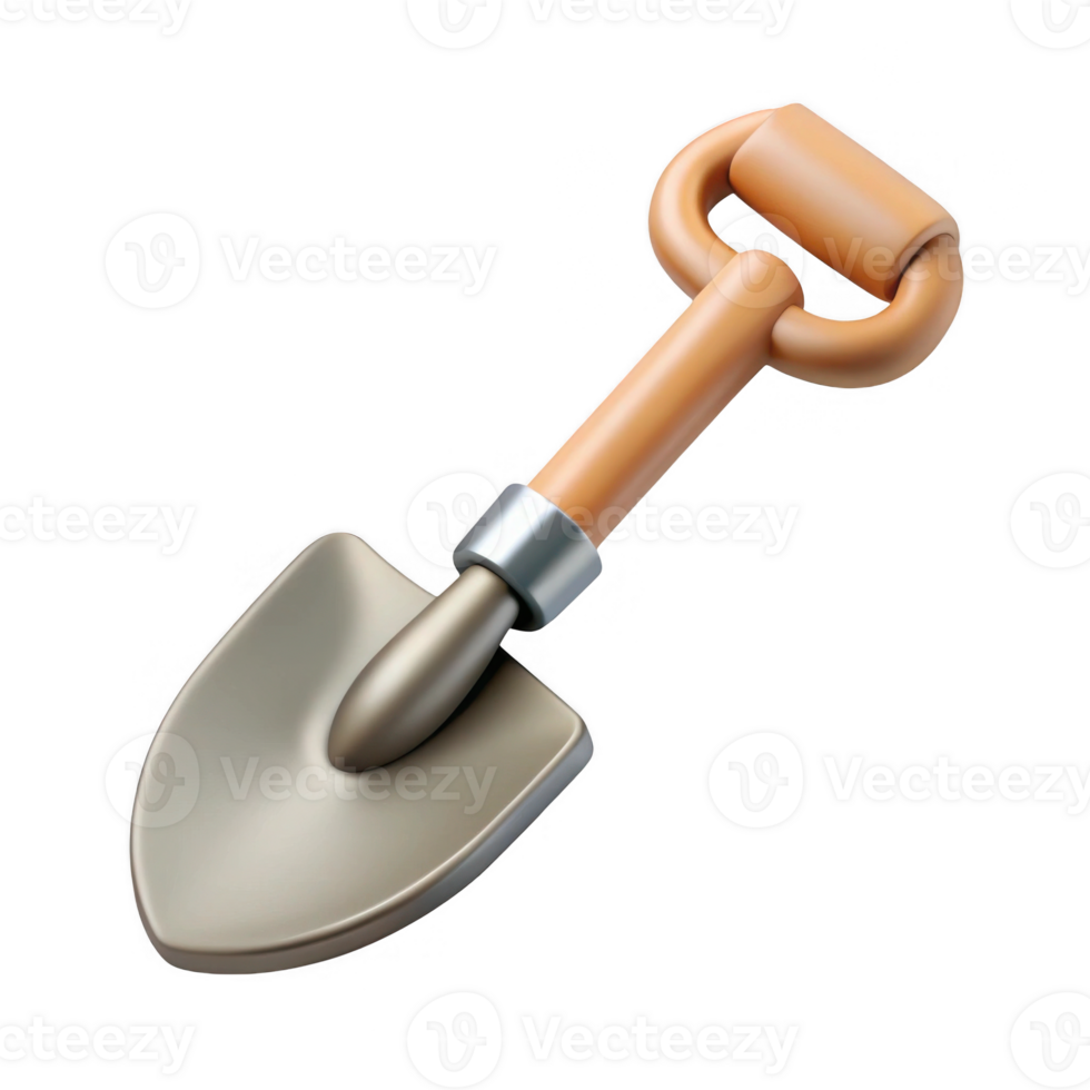 3d render of a small shovel isolated on transparent background png
