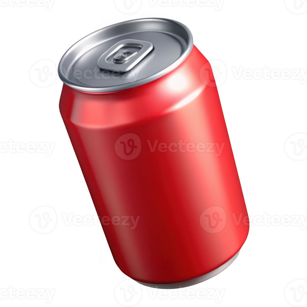 Red aluminum beverage can isolated on transparent background png