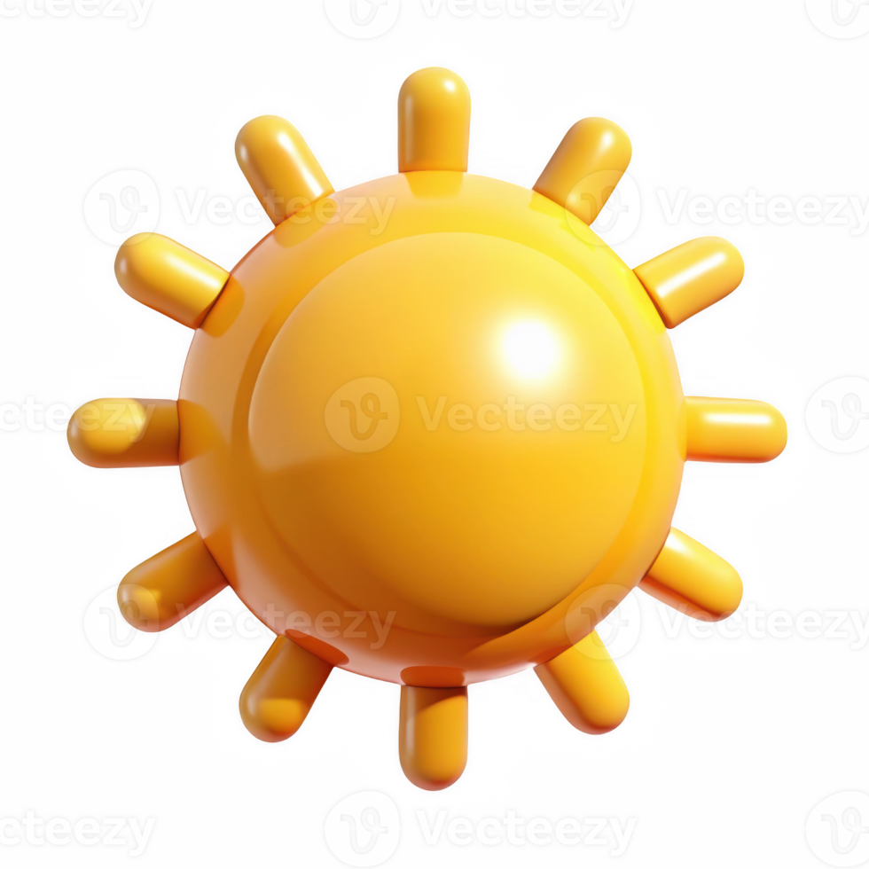 Cartoon sun icon 3d render isolated on transparent background png