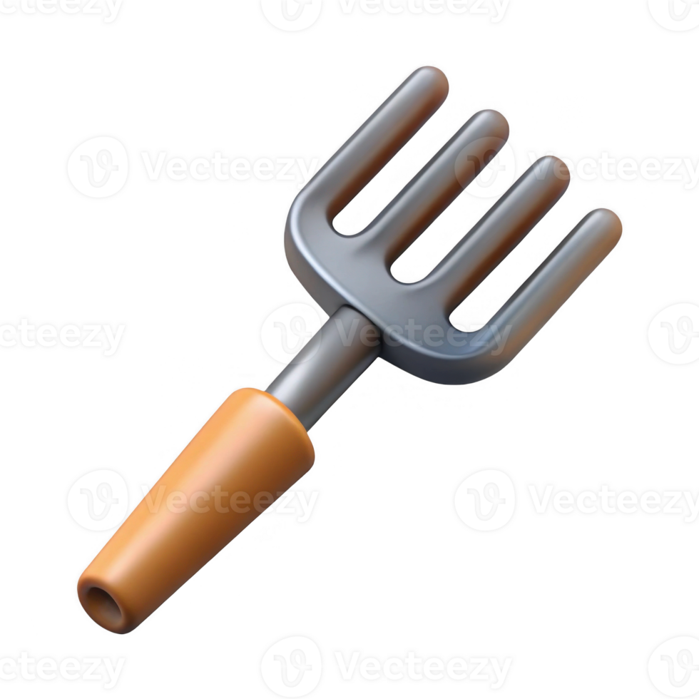 3d render of garden hand rake isolated on transparent background png