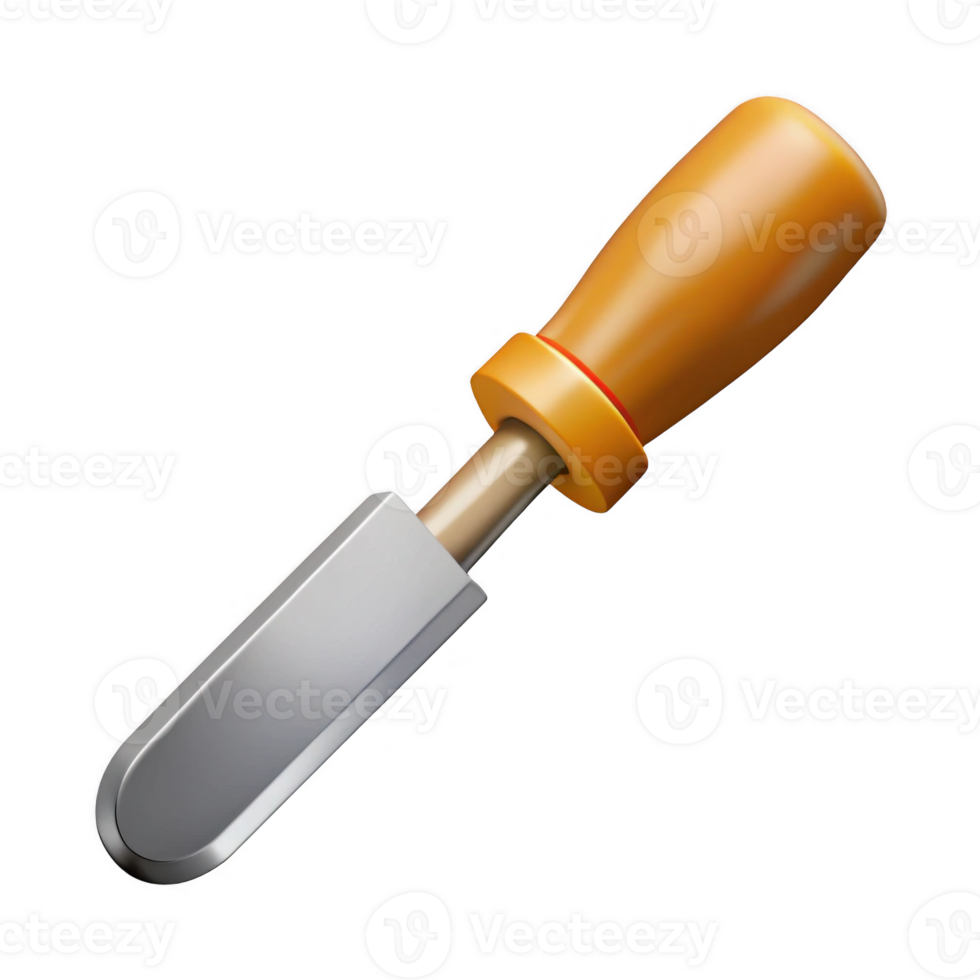 3d render of a woodworking chisel isolated on transparent background png