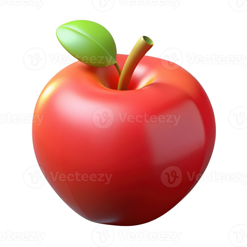 Red apple with leaf isolated on transparent background png