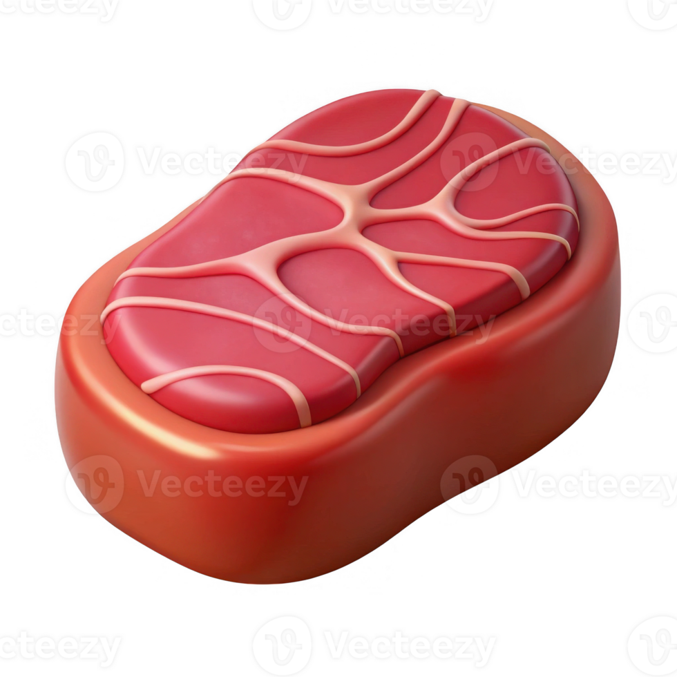 Cartoon steak render isolated on transparent background png