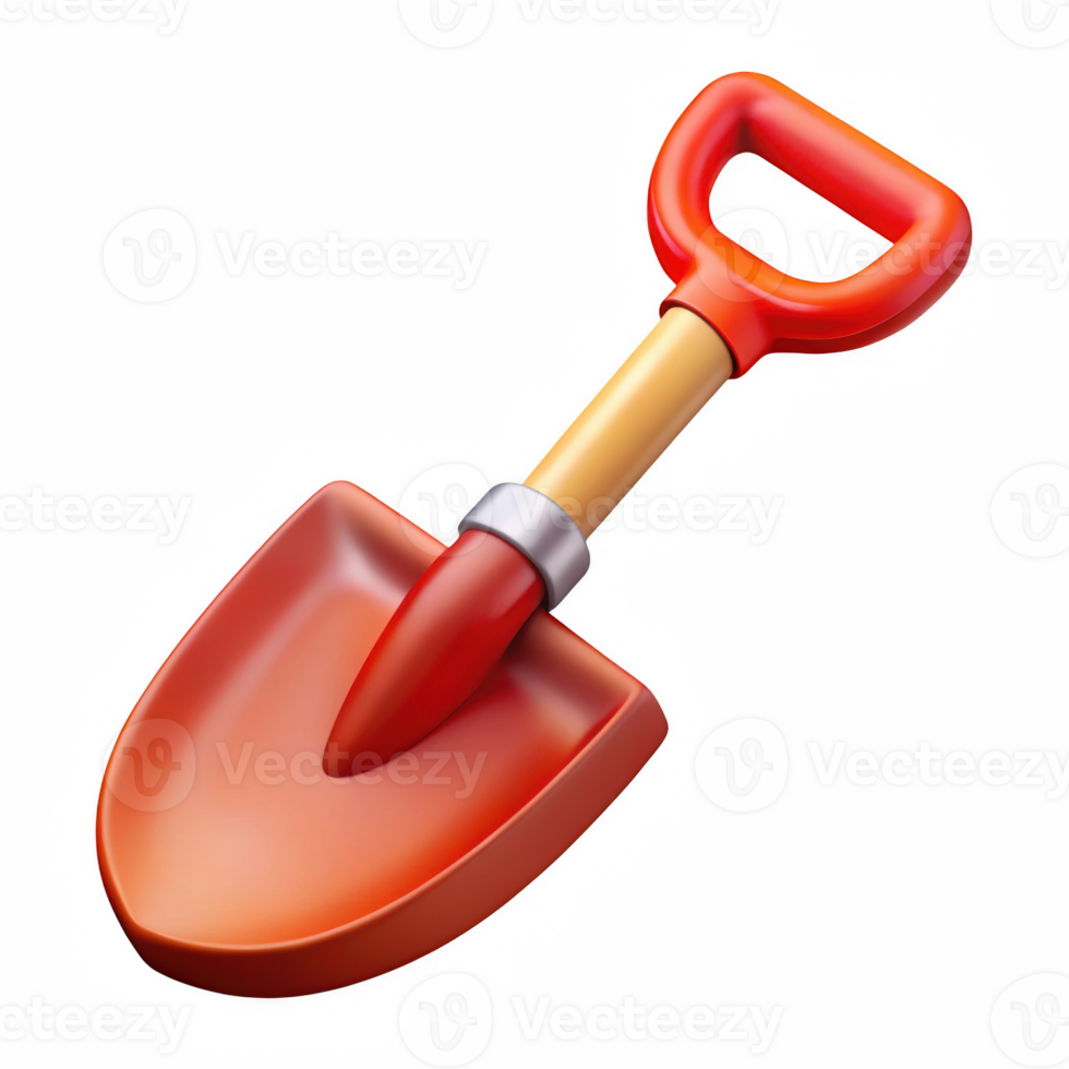 Red plastic toy shovel image isolated on transparent background png