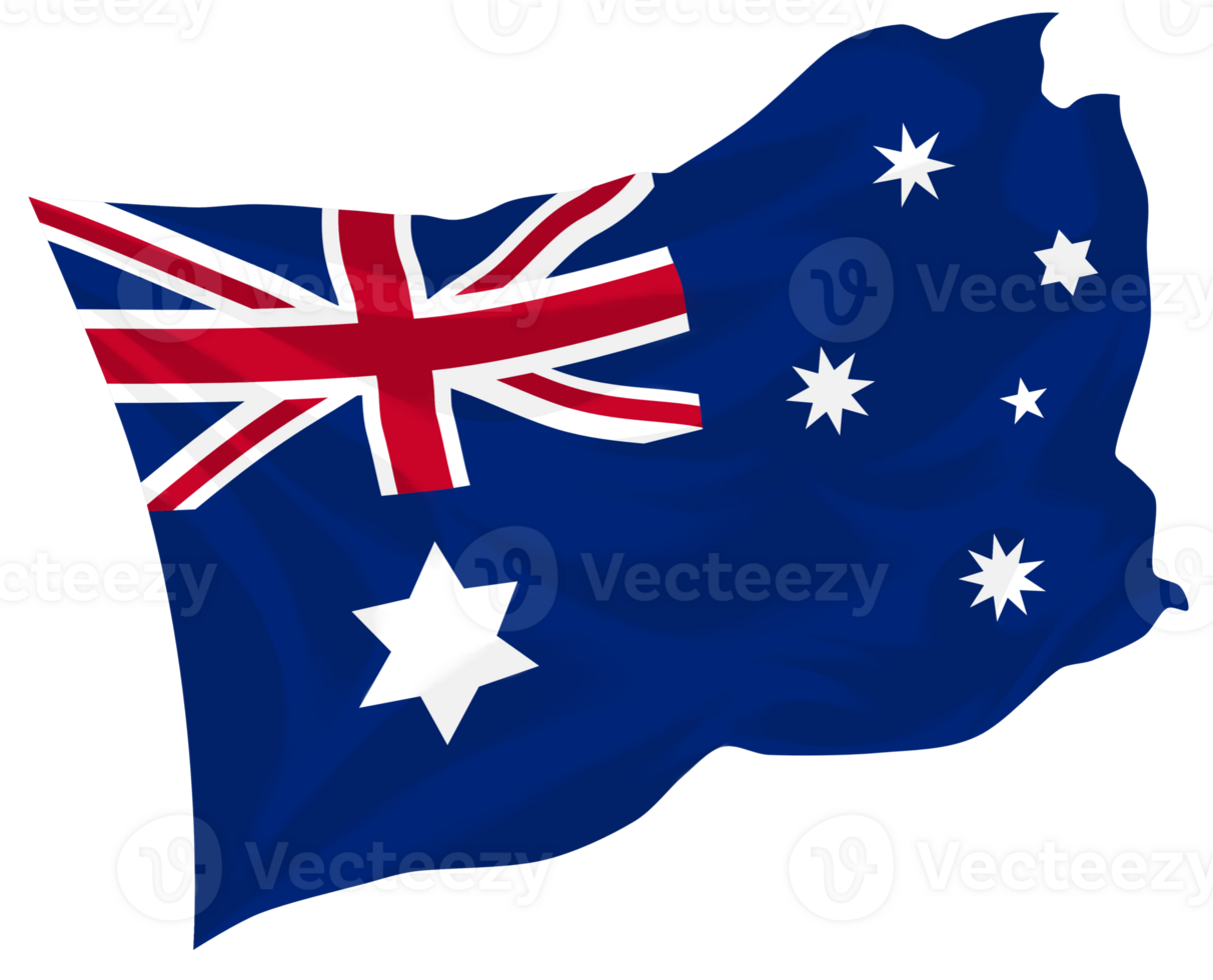 Hand painted waving Australia flag with smooth brushstrokes and fabric transparent png