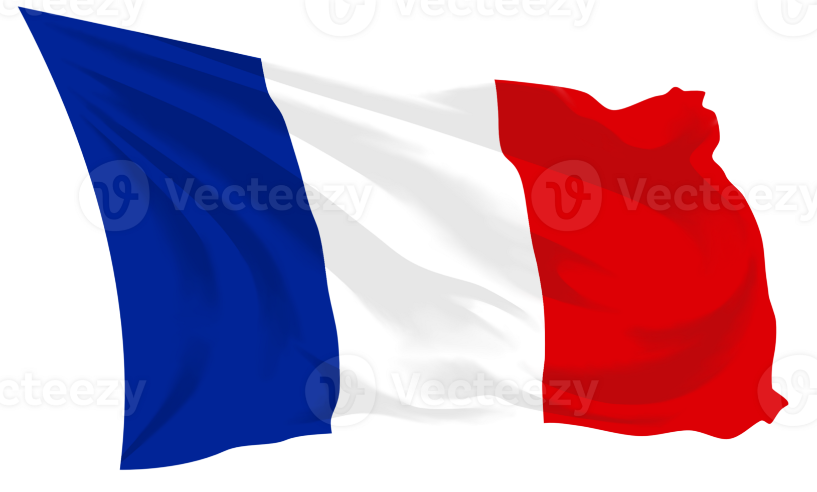 Hand painted waving France flag with smooth brushstrokes and fabric transparent png