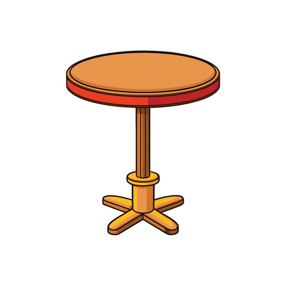 Cartoon wooden round table with cross shaped base vector