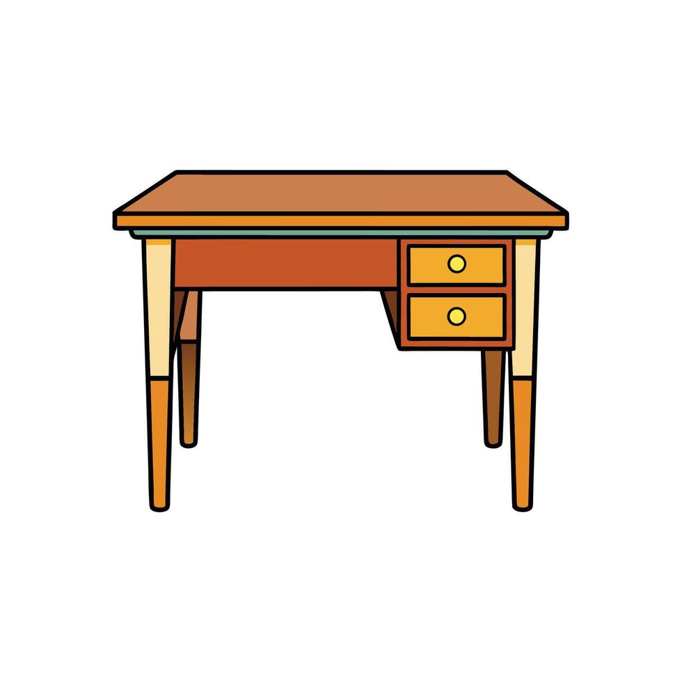 Illustration of a simple wooden desk with two drawers vector