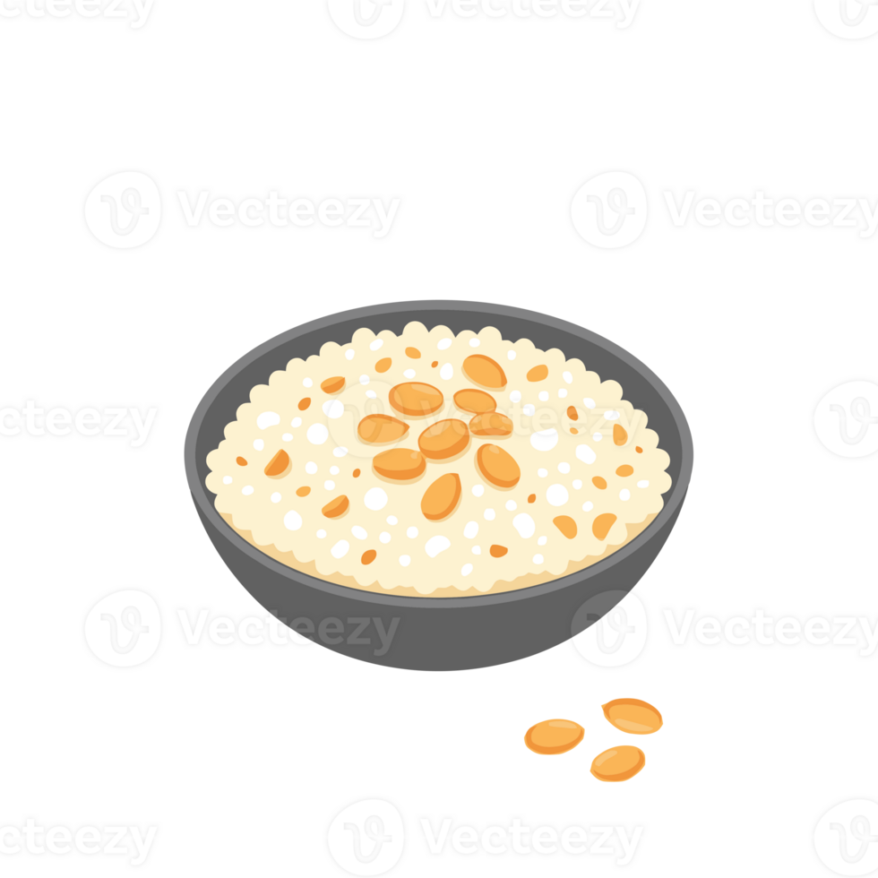 A bowl of rice with almonds in it png