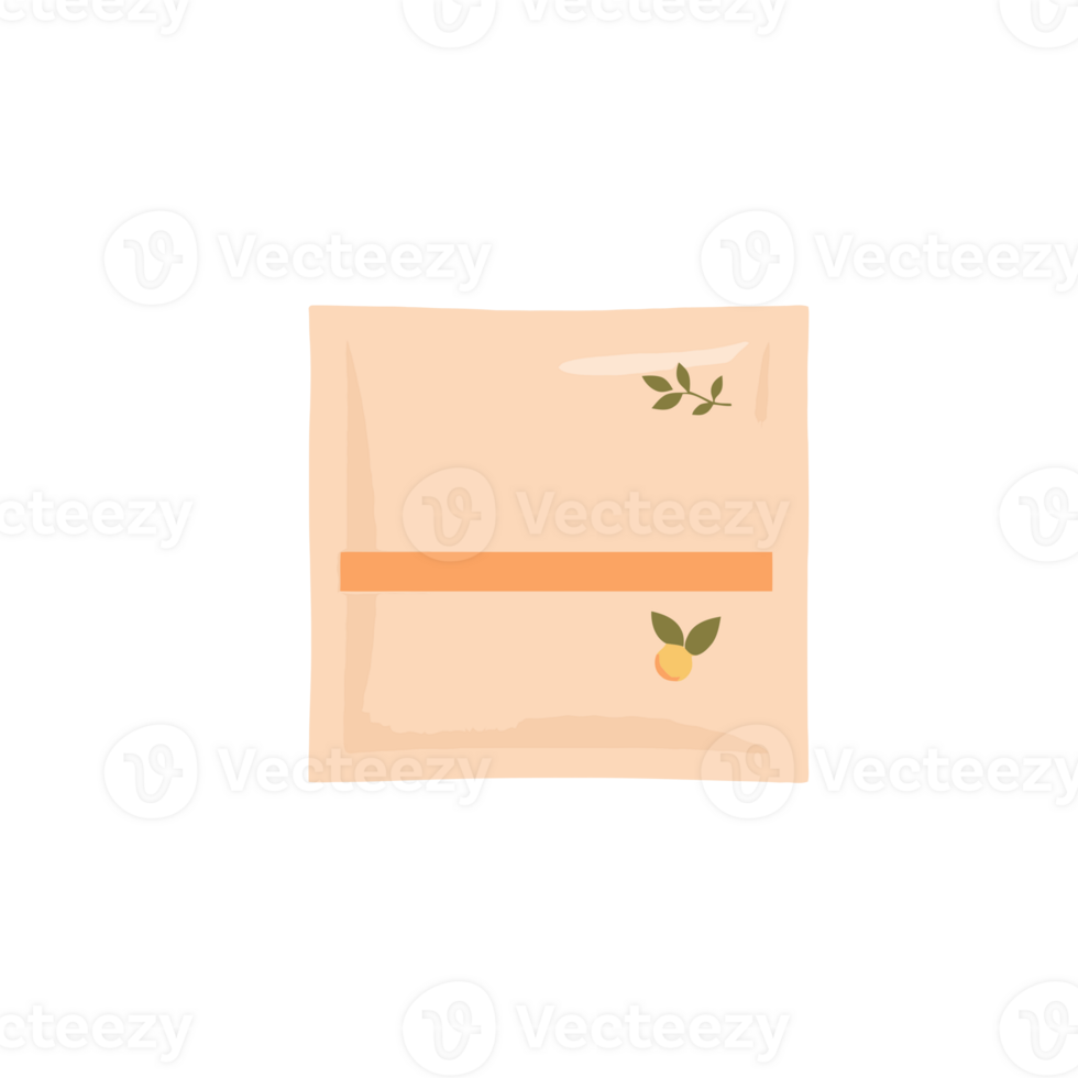 A square of paper with an orange and leaves on it png