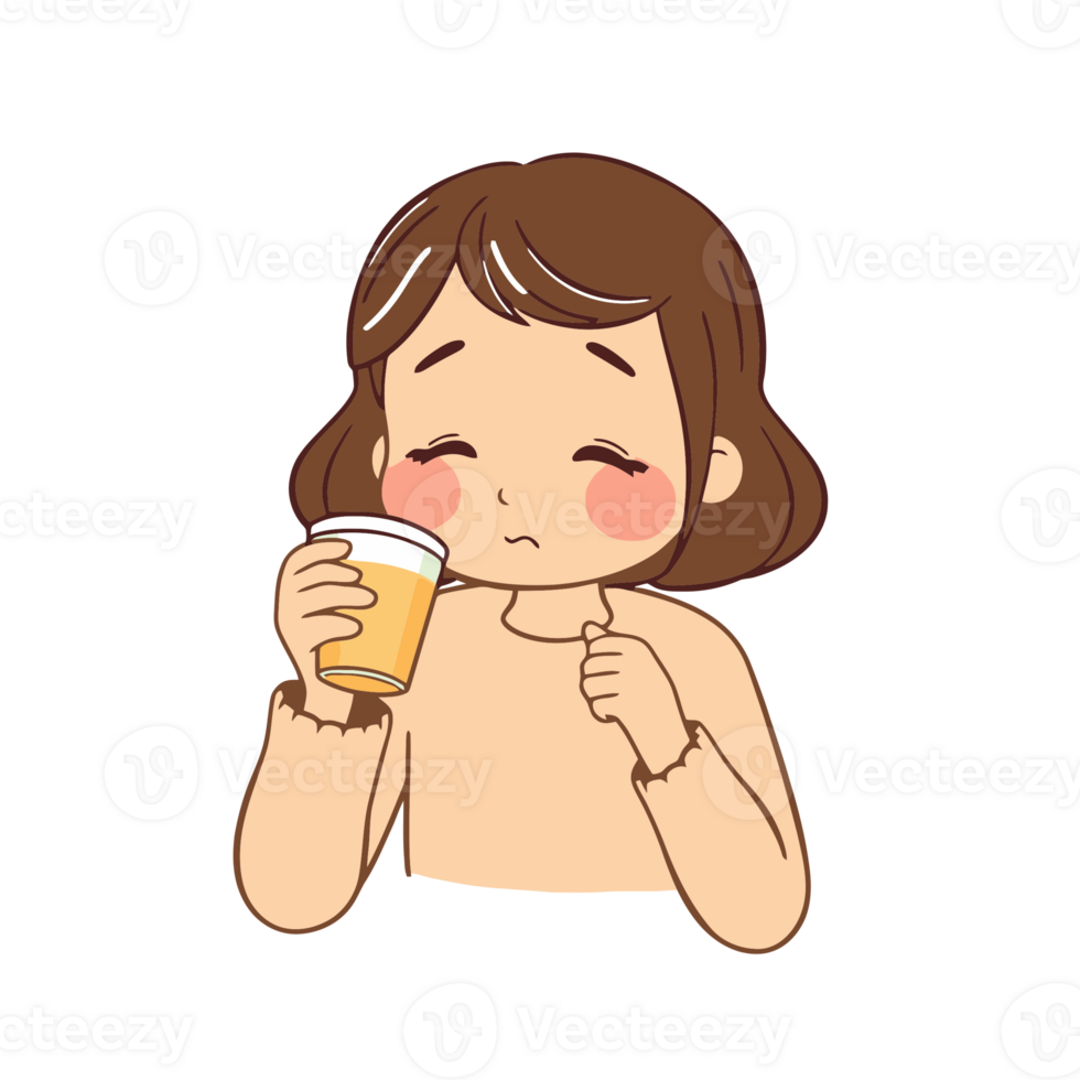 A girl drinking coffee with a cup in her hand png