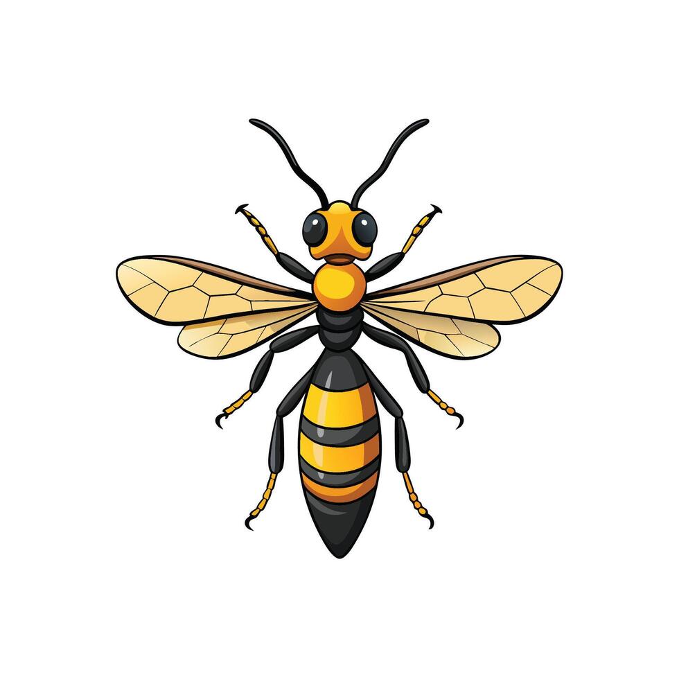 Cartoon wasp illustration isolated on a white background vector