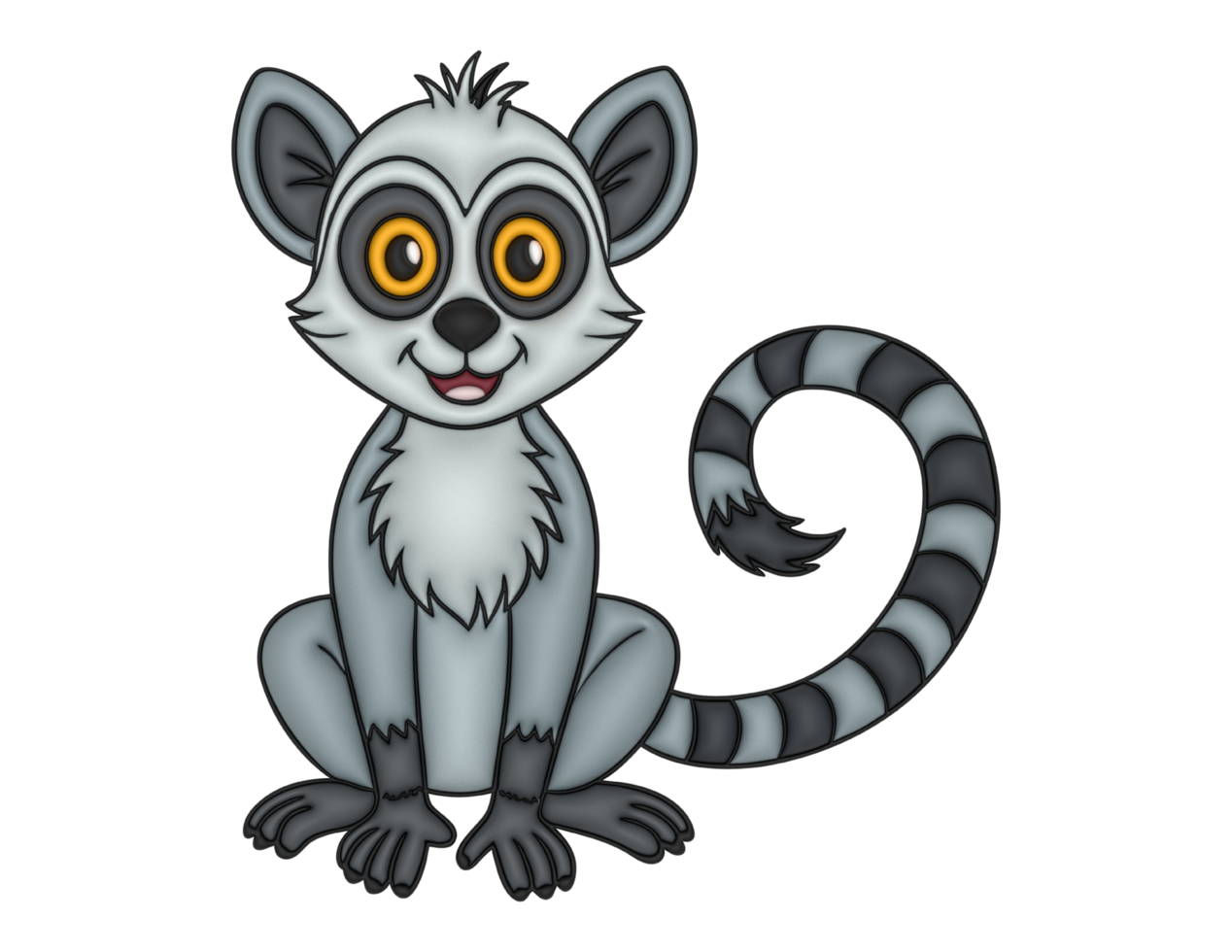 A cartoon lemur with yellow eyes png