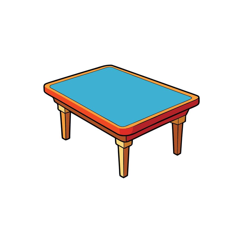 Cartoon table with wooden legs and blue tabletop surface vector