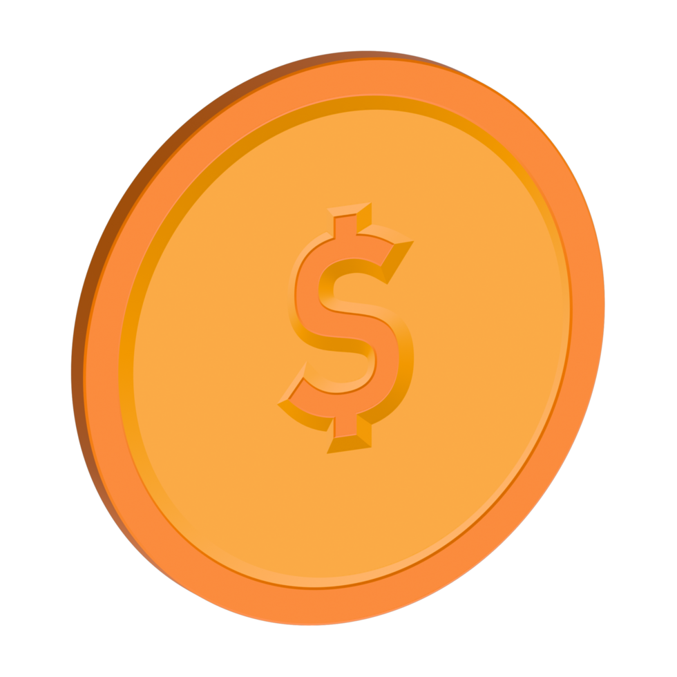 Dollar coin icon, cartoon style isolated on transparent background illustration png