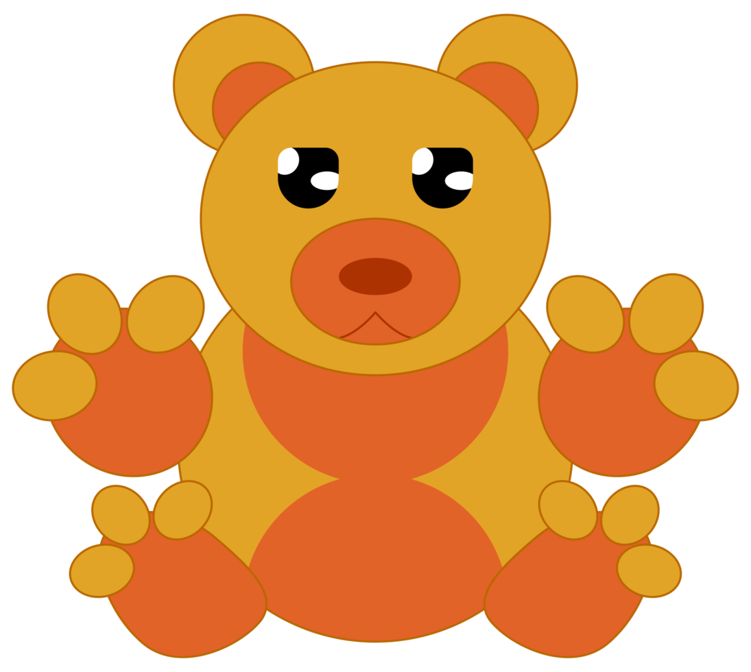 A cartoon brown bear with orange paws png