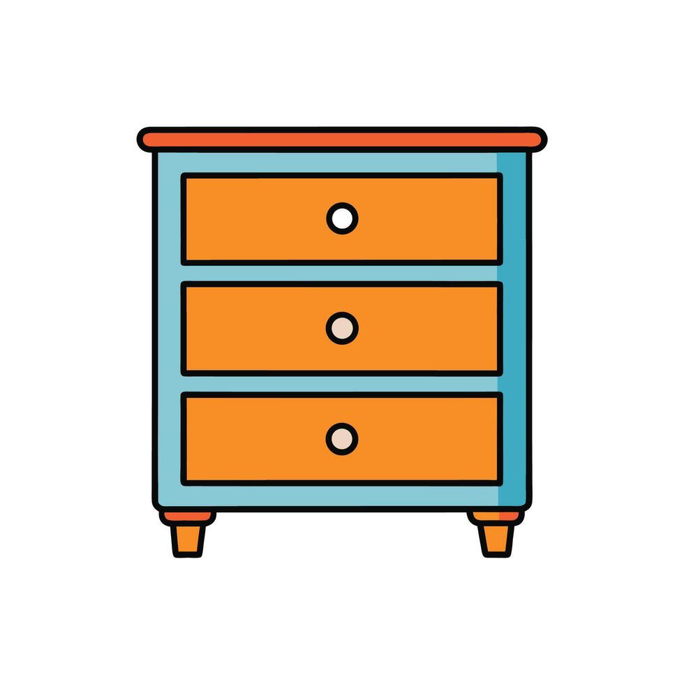 Cartoon nightstand with orange drawers and rounded design vector