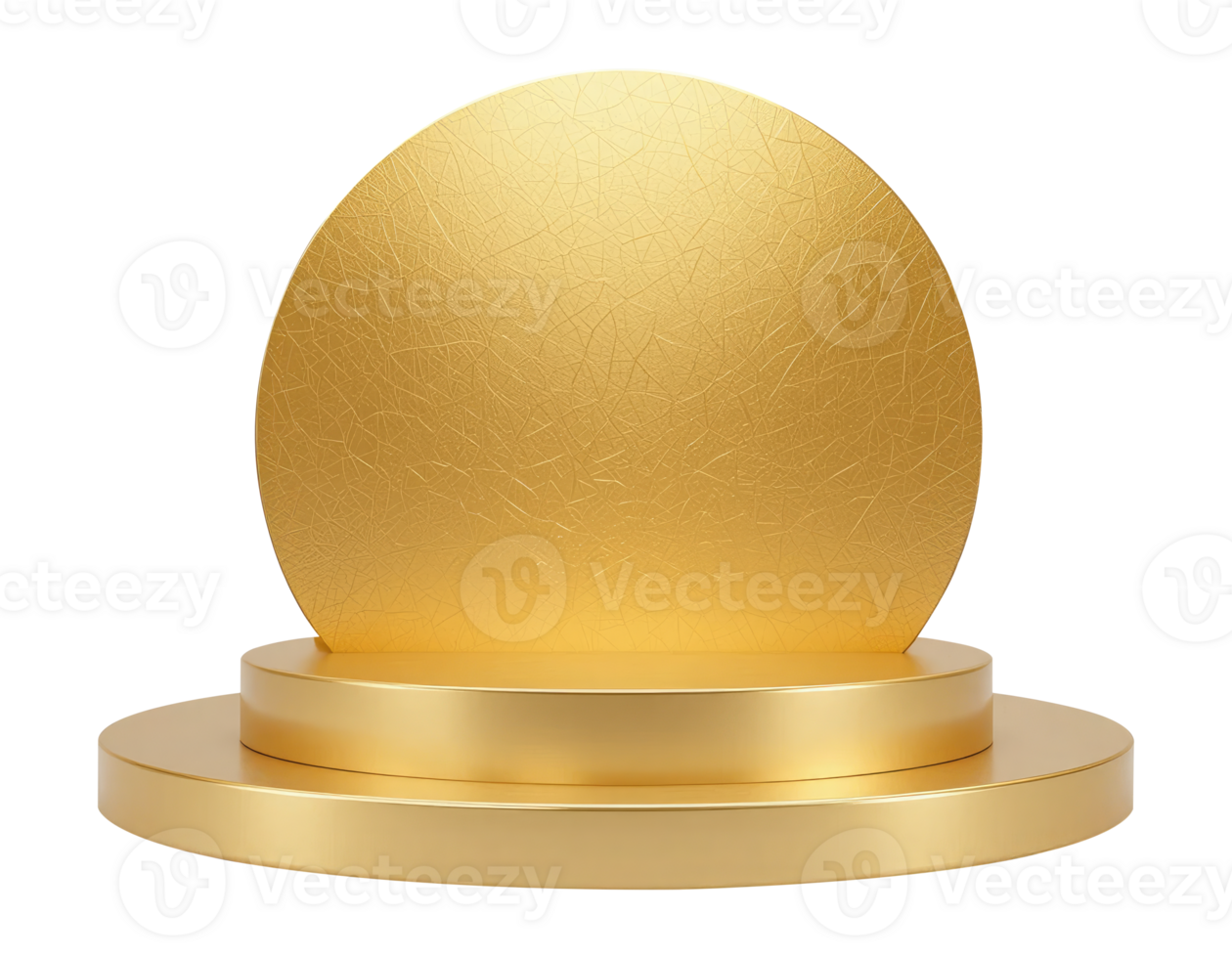 Abstract Gold Platform with Cracked Texture Isolated on Transparent Background. png
