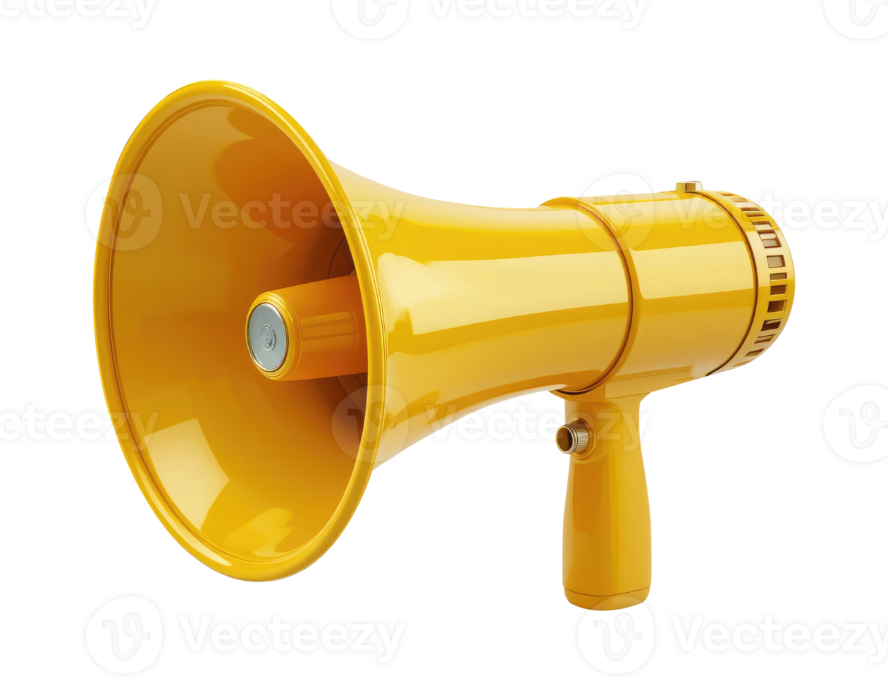 Yellow Megaphone Cut Out, 3D Render Loudspeaker Icon Isolated. png