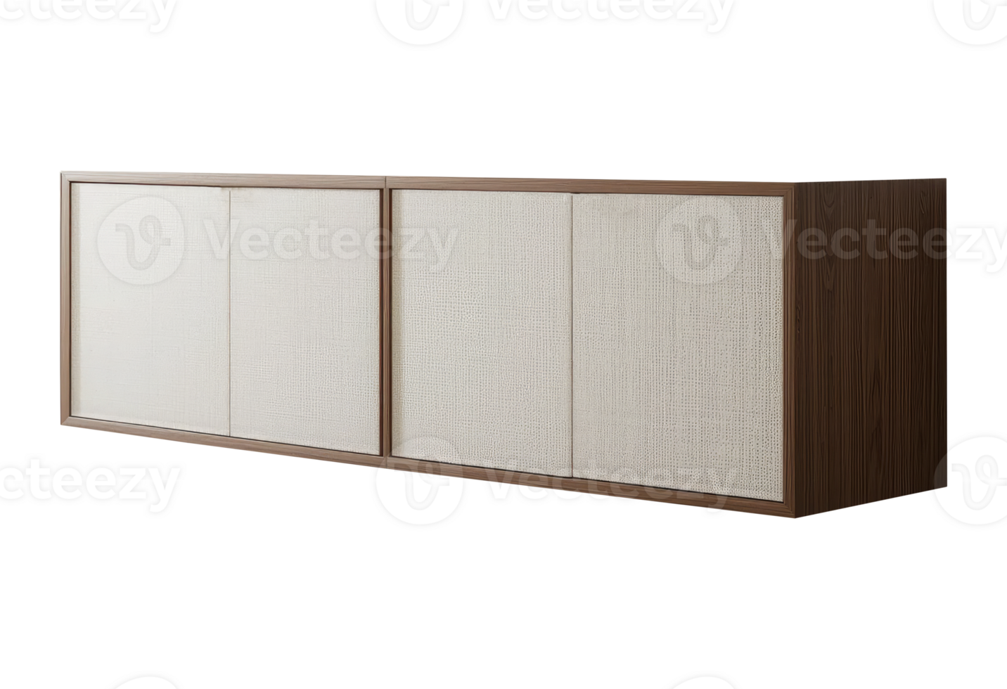 Minimal Wooden Sideboard Cabinet Cut Out, 3D Furniture Isolated on Transparent Background. png