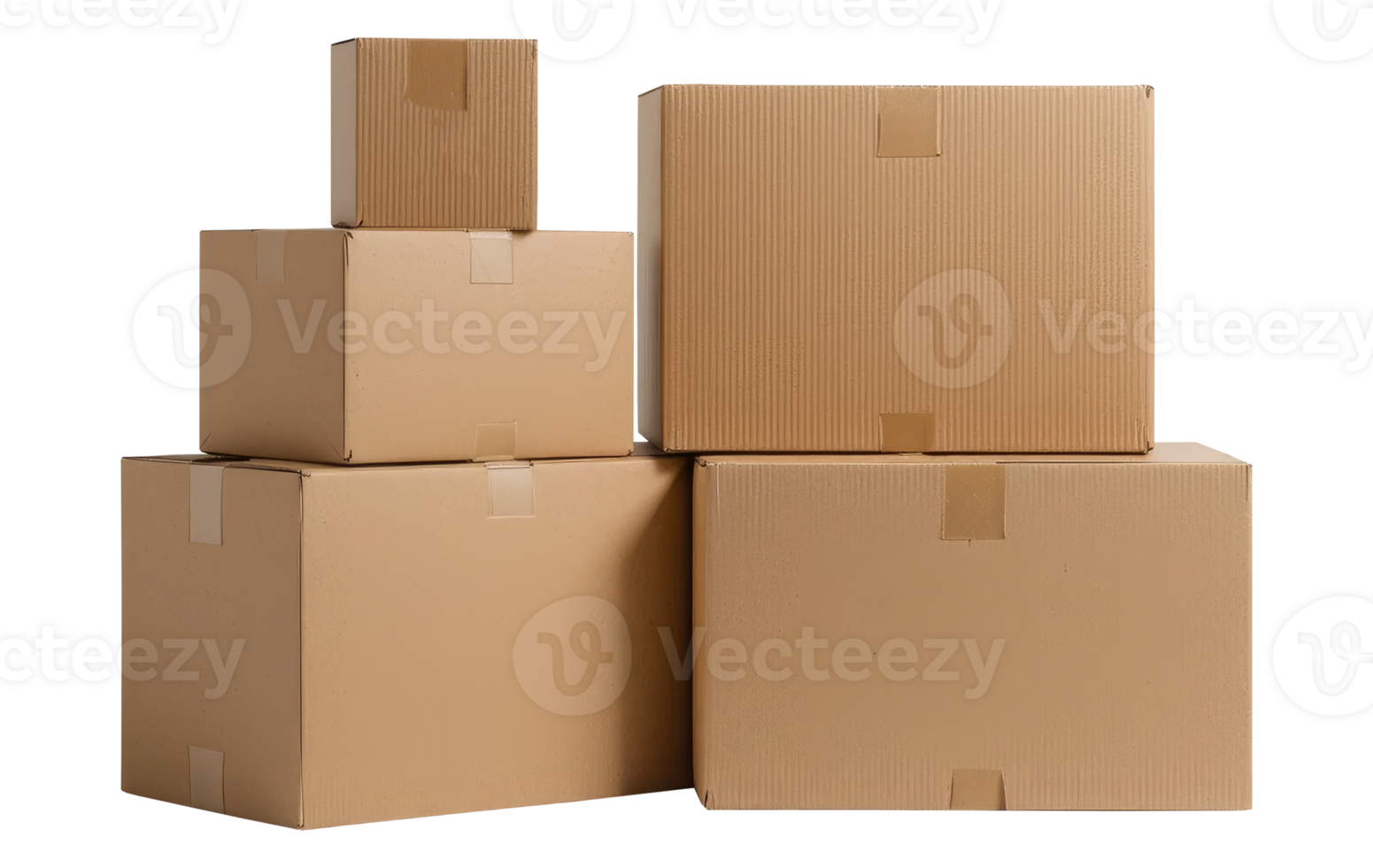 Stack of Cardboard Boxes Cut Out Isolated on Transparent Background. png