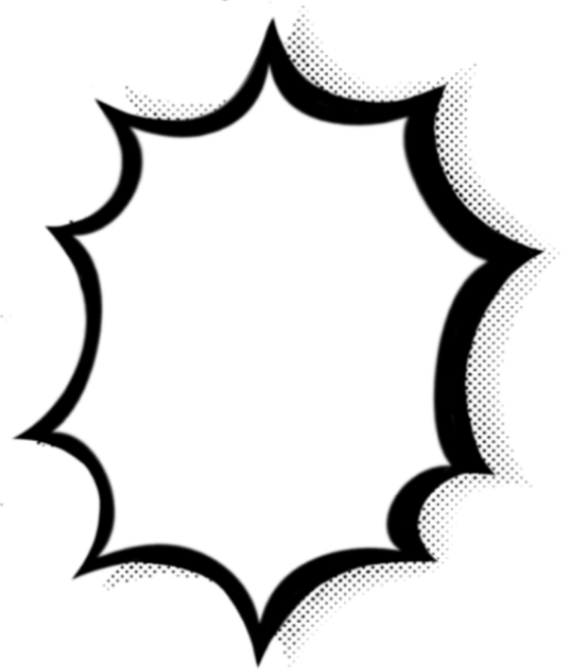 a black comic bubble on a transparent background png