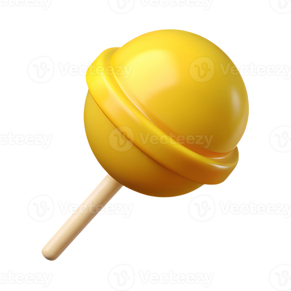 Delicious yellow lollipop on a stick isolated transparent background perfect for children's sweet treat designs png