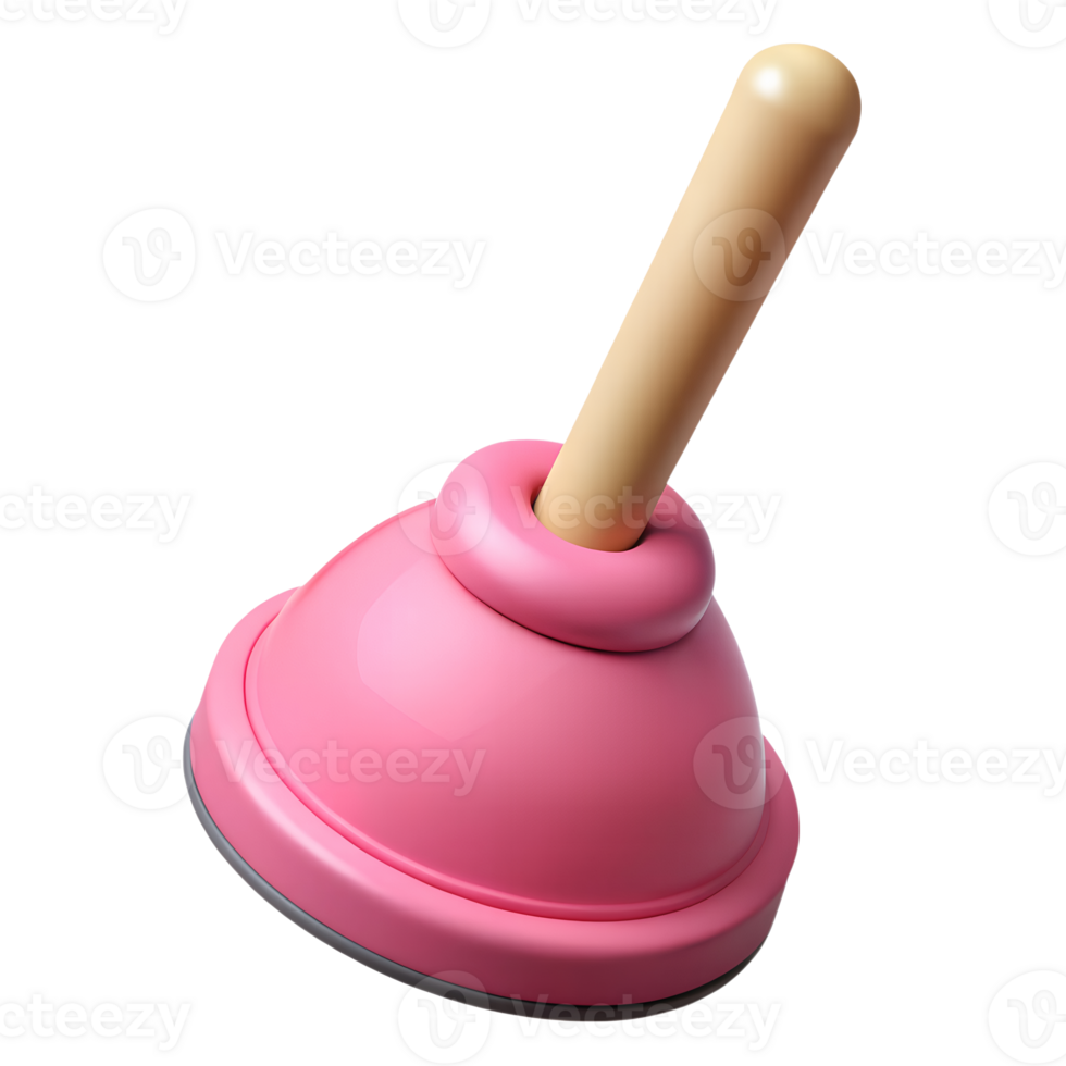 Pink Plunger 3D Render Cartoon Style Plumbing Tool for Home Repair or Cleaning png