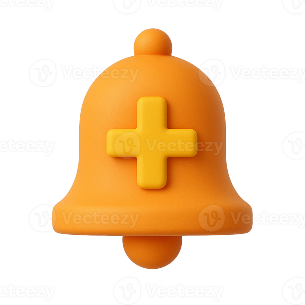 A bell with a yellow plus sign on it png