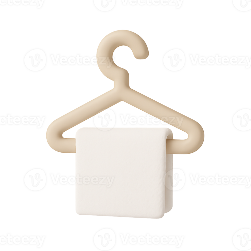 A white towel holder with a wooden hanger png