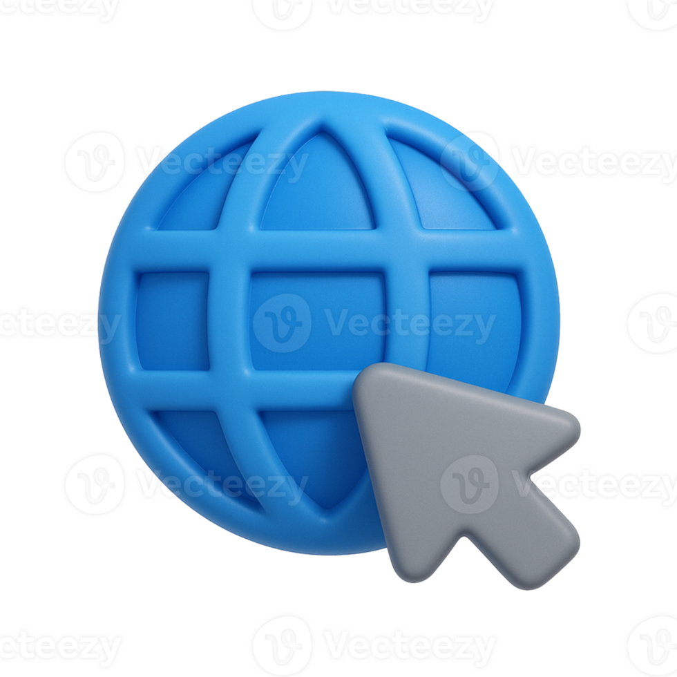 The world icon with a mouse cursor png