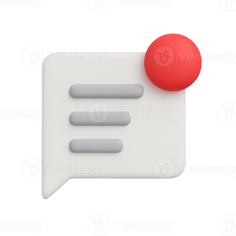 A white speech bubble with a red ball on top png
