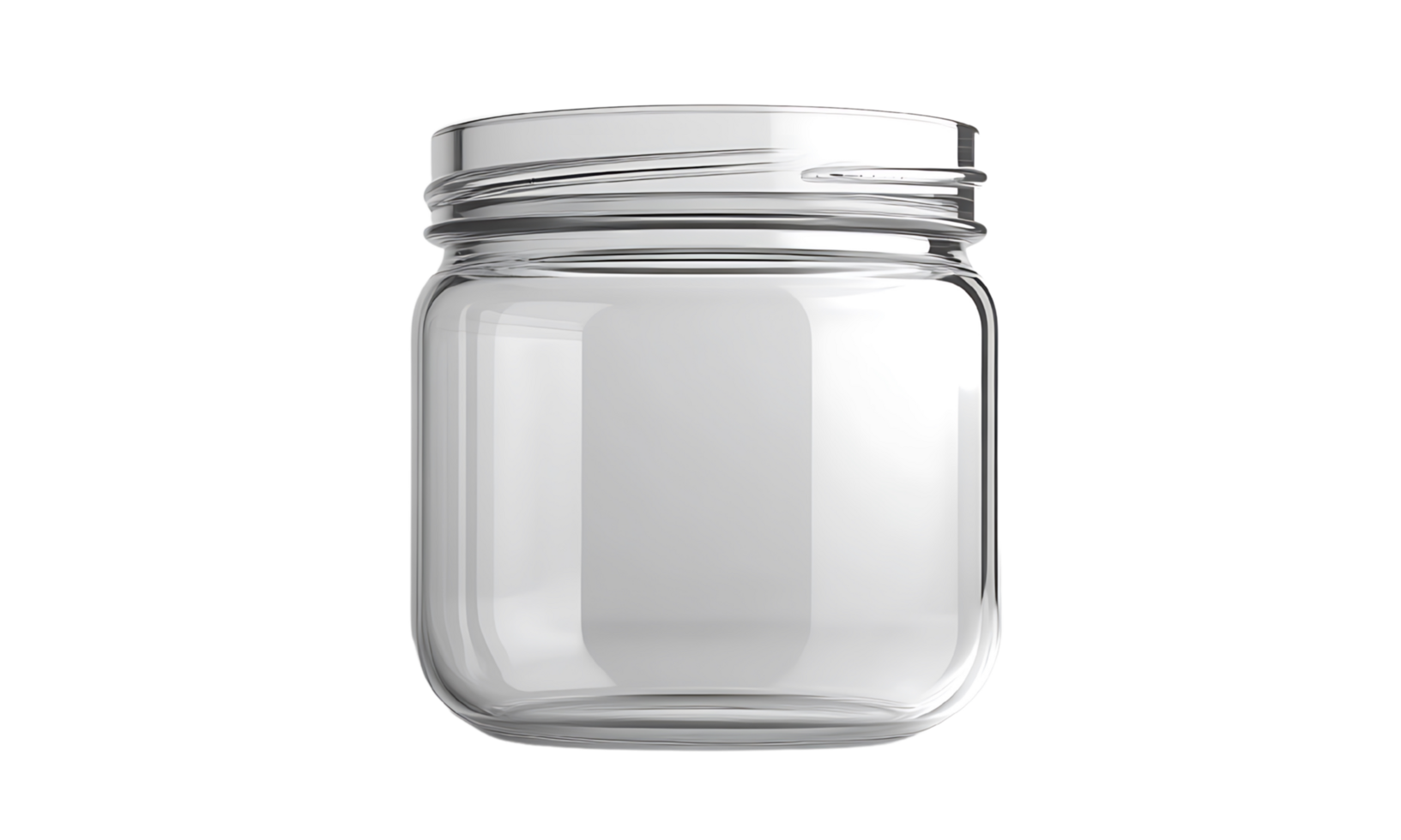 Empty square glass jar with a lid. png