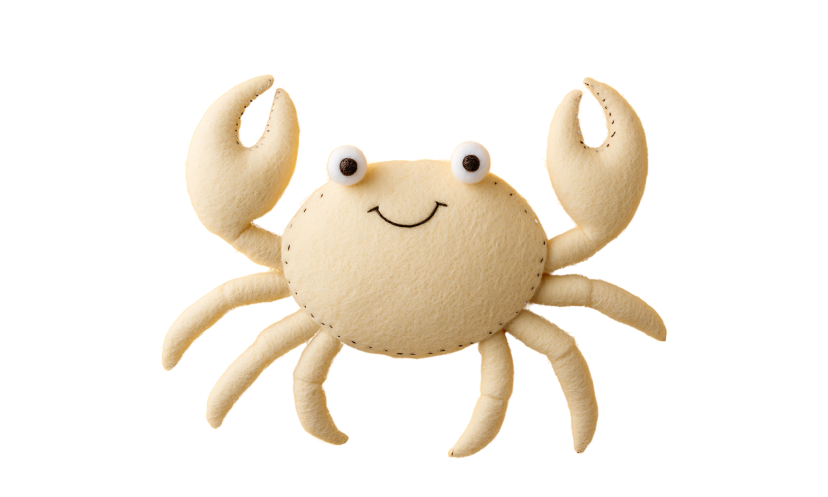 Handcrafted crab toy in cream color. png