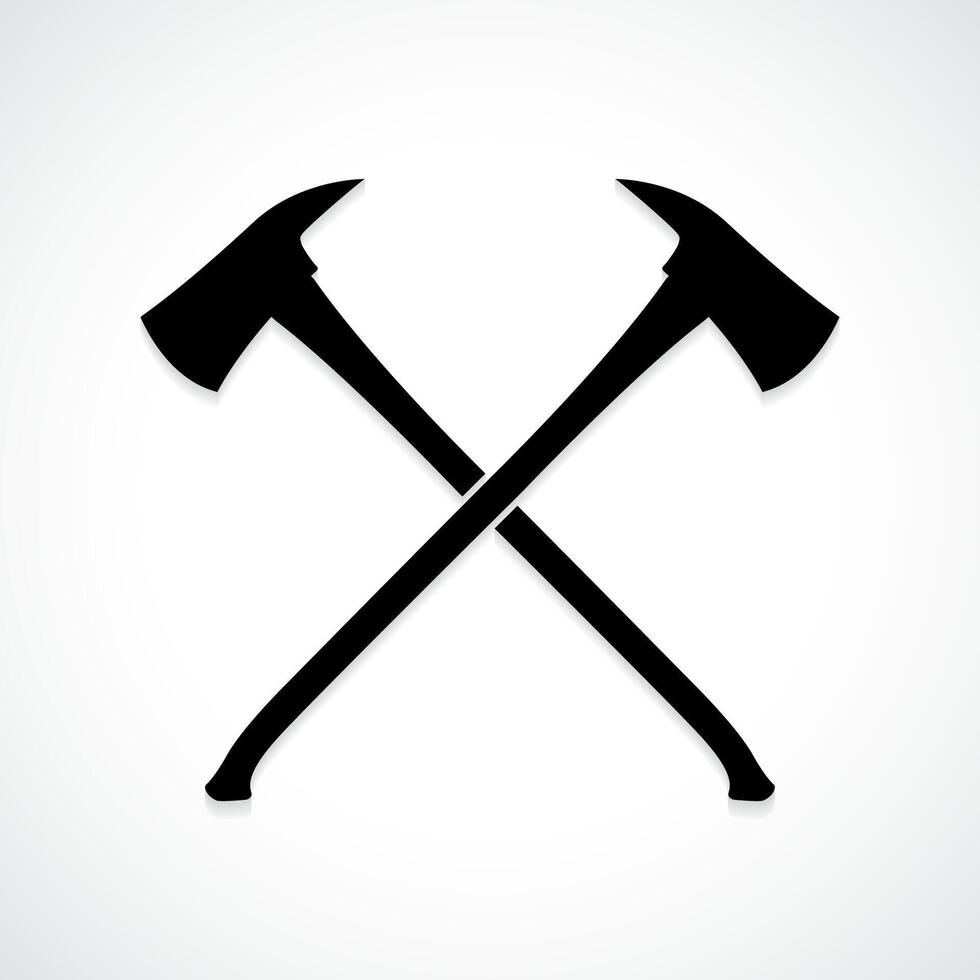 crossed silhouette firefighter axes vector