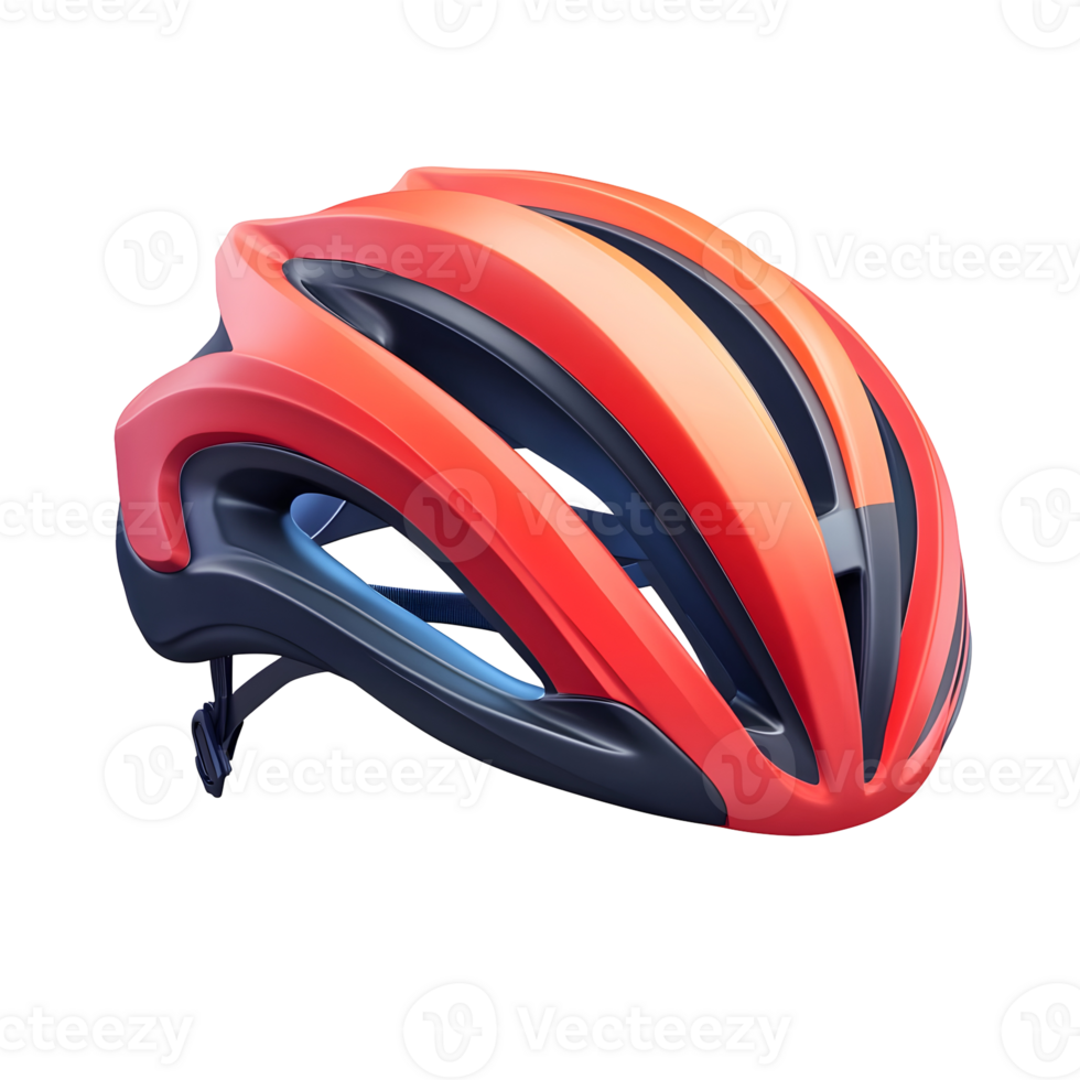 3D render of a red and black bike helmet for safety and sports. png