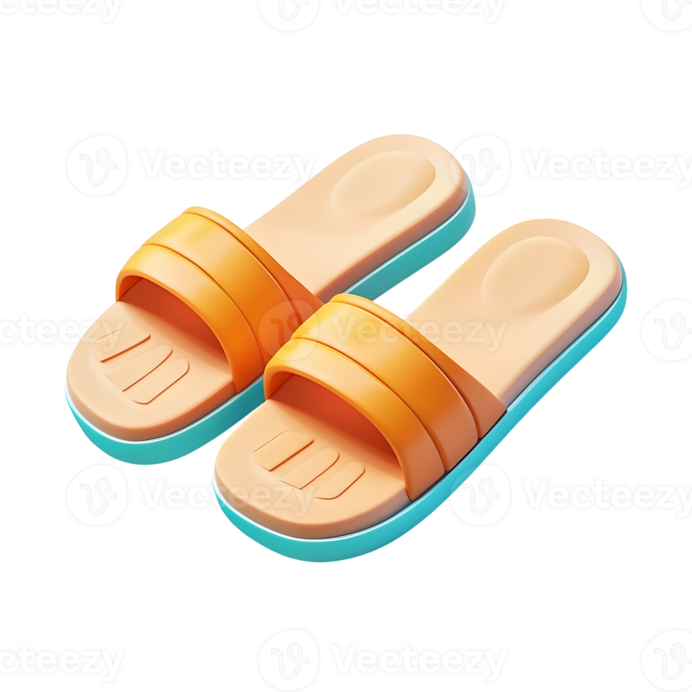 3D pair of yellow house slippers, ideal for comfort and indoor lifestyle visuals. png