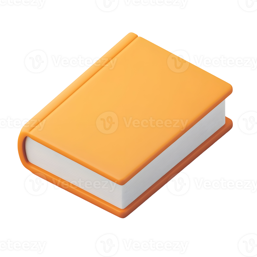 3D icon of an orange closed book with a smooth cover, symbolizing knowledge. png