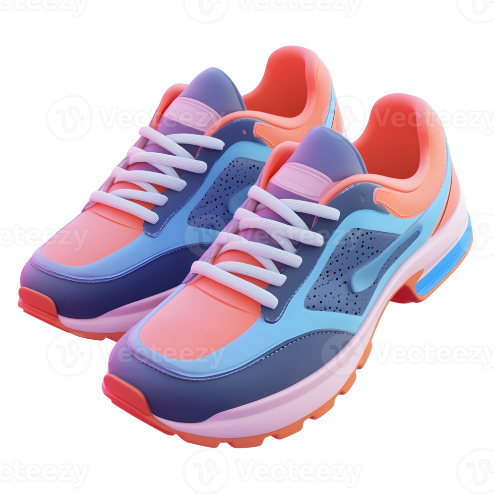 3D pink and blue running shoes for active daily life. png