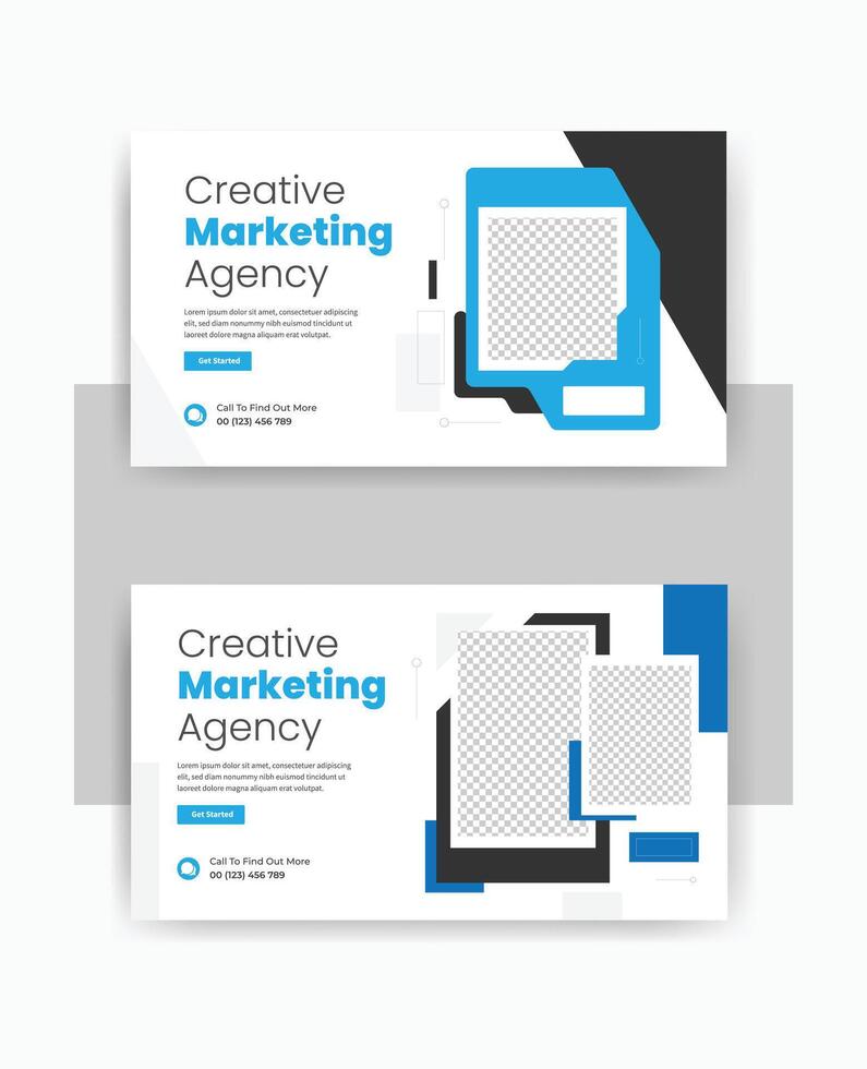 creative marketing agency thumbnail design, ad banner, template design vector