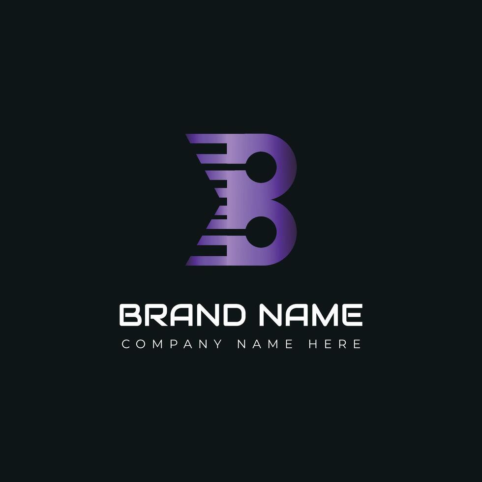 Tech B gradient Letter logo design vector