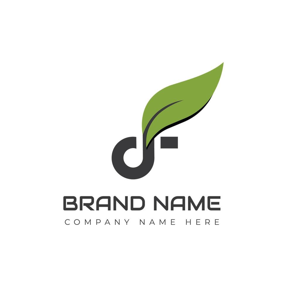 D F Letter with leaf logo design vector