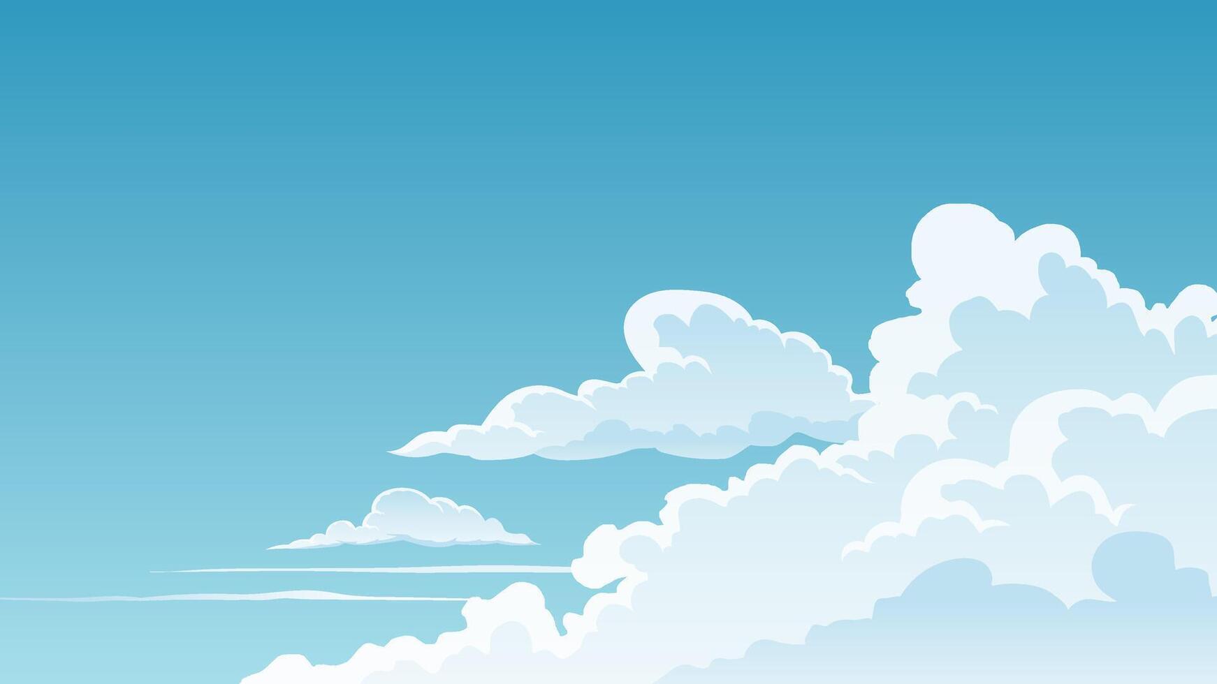 Cloud and clear blue sky illustration background with copy space vector