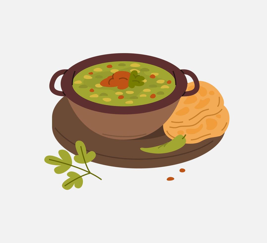 Punjabi Sabut Moong Dal with Paratha Illustration vector