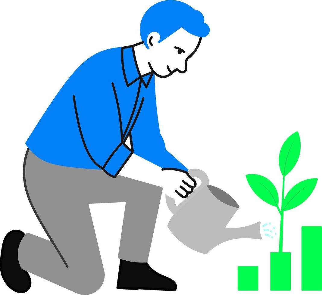 Man watering plant clipart vector